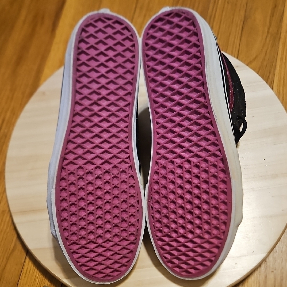 VANS Silver Glitter Sparkle Black Fuschia SK8 Hightop Shoes Unisex Mens 9.5 - Picture 9 of 12